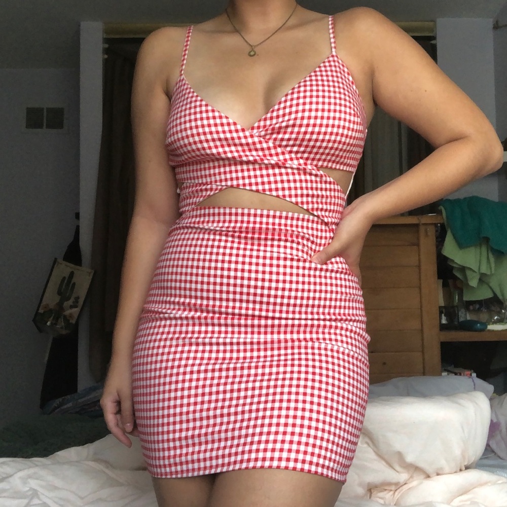 red gingham dress
